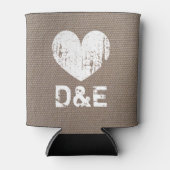 バーラップカントリー結婚シックの缶クーラーとハート 缶クーラー (正面)