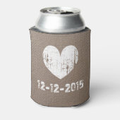 バーラップカントリー結婚シックの缶クーラーとハート 缶クーラー (缶裏面)