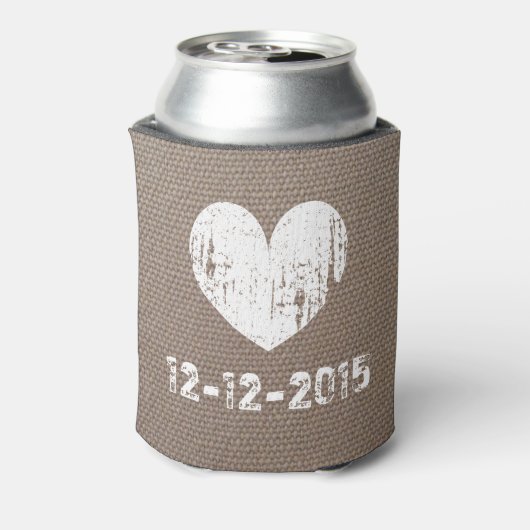 バーラップカントリー結婚シックの缶クーラーとハート 缶クーラー (缶裏面)
