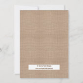 バーラップキャンバスとレースブライダルシャワーの招待 招待状 (裏面)