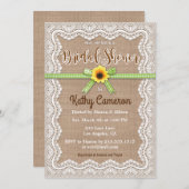 バーラップキャンバスとレースブライダルシャワーの招待 招待状 (正面/裏面)