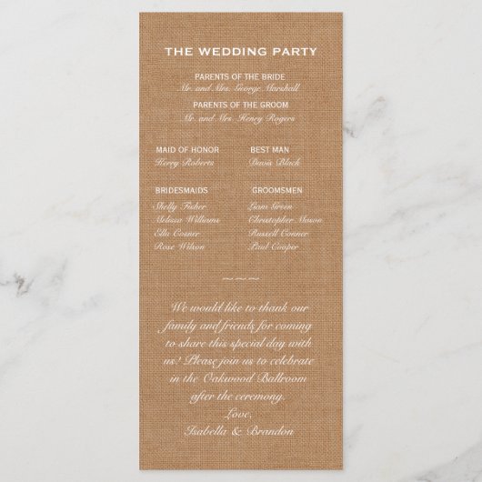 バーラップグラデーショントゥインクルライト結婚式 プログラム (裏面)