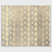 バーラップグレーコテージ金ゴールドグランジクリスマスツリー ラッピングペーパー (フラット)