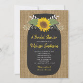 バーラップサンフラワーチョークメイソンジャーブライダルシャワー 招待状 (正面)