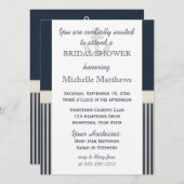 バーラップシップズいかり航海のストライプブライダルシャワー 招待状 (正面/裏面)