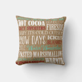 バーラップタイポグラフィウィンターワンダーランドピロー クッション (正面)
