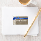 バーラップデザインホワイトレースブルーリボンアドレストラベル ラベル (インサイチュ)