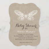 バーラップバタフライベビーシャワー招待状 招待状 (正面/裏面)