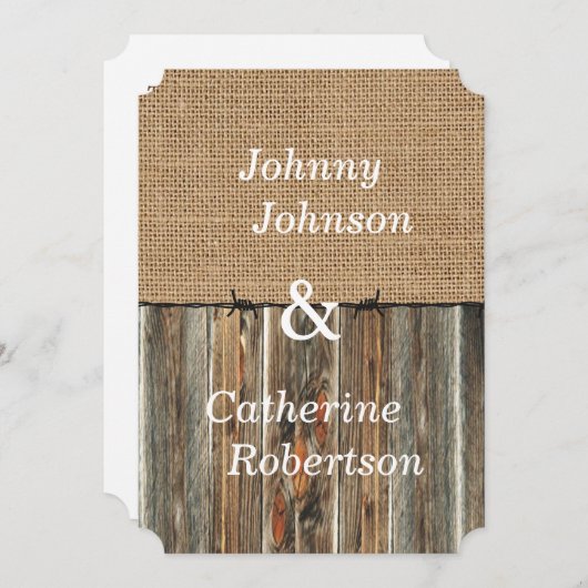 バーラップバーンウッドバーベドワイヤ招待状 招待状 (正面/裏面)