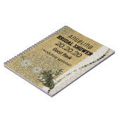 バーラップパーソナライズされたとレースのイメージブライダルシャワー ノートブック (左側)