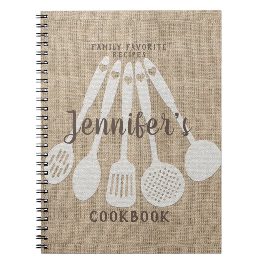バーラップパーソナライズされたルックレシピ料理本 ノートブック (正面)