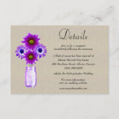 バーラップパープルフローラメイソン結婚ジャーの詳細 エンクロージャーカード (正面)