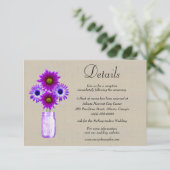 バーラップパープルフローラメイソン結婚ジャーの詳細 エンクロージャーカード (スタンド正面)