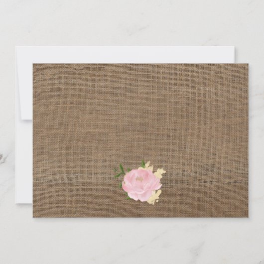 バーラップピンクの花の献身1st誕生日パーティー 招待状 (裏面)