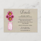 バーラップピンクフローラメイスンジャー結婚ズ詳細 エンクロージャーカード (正面)