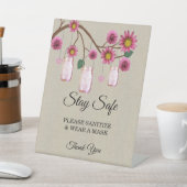 バーラップピンクフローラメイソン結婚の安全性 台座サイン (インサイチュ)