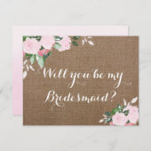 バーラップピンク牡丹の花嫁の提案 招待状 (正面/裏面)