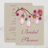 バーラップピ素朴ックピンクメイソンジャースブライダルシャワー招待状 招待状 (正面/裏面)