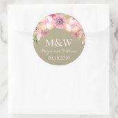 バーラップピ素朴ンクフローラモノグラム結婚ズラベル ラウンドシール (バッグ)