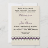 バーラップフェイクとレースの紫色の田舎結婚式 招待状 (裏面)