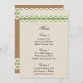 バーラップフェイクとレースライムカントリー結婚式 メニュー (正面/裏面)