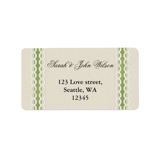 バーラップフェイクとレースライムカントリー結婚式 ラベル (正面)