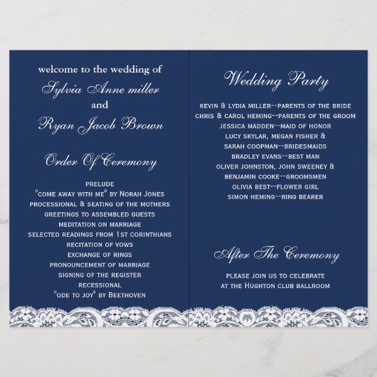 バーラップフェイクレース、素朴な結婚式プログラムを折り畳んだ (裏面)