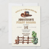 バーラップフェイク金ゴールドカウボーイファーストロデオ 招待状 (正面)