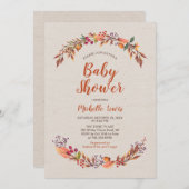 バーラップフローラ秋ボーイベビーシャワー招待状 招待状 (正面/裏面)