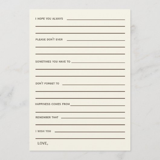 バーラップブライダルシャワーアドバイスウェルウィッシュカード アドバイスカード (裏面)