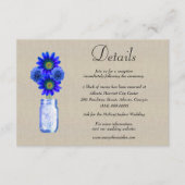 バーラップブルーフローラメイスンジャー結婚ズ詳細 エンクロージャーカード (正面)