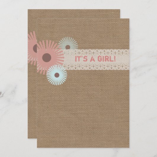 バーラップベビ刺激を受けたーシャワー招待状 招待状 (正面/裏面)