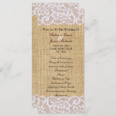 バーラップホワイトレース田舎の田舎風の結婚式プログラム プログラム (正面/裏面)