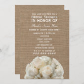バーラップホ刺激を受けたワイトローゼスブライダルシャワー招待状 招待状 (正面/裏面)