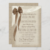 バーラップボウとレースカスケード 招待状 (正面/裏面)