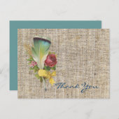 バーラップボホフェザーワイルドフラワーボヘミ感謝していユー ポストカード (正面/裏面)