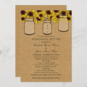 バーラップメイソンジャースサンフラワーリハーサルディナー 招待状 (正面/裏面)