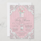 バーラップメイソンジャー素朴ベビーシャワー招待状 招待状 (正面)