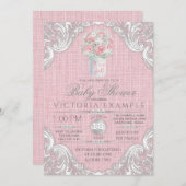 バーラップメイソンジャー素朴ベビーシャワー招待状 招待状 (正面/裏面)