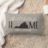 バーラップモノグラムのホーム州バージニア | ランバークッション (ブランケット)