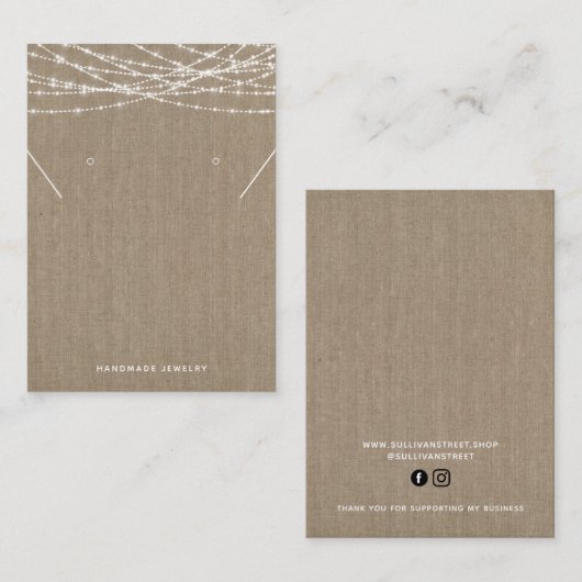 バーラップライトネックレスイヤリングディスプレイカード コーリングカード (正面/裏面)