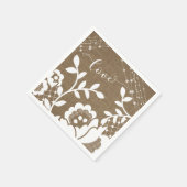 バーラップライト&ホワイトレースラブタイポグラフィ スタンダードカクテルナプキン (角)