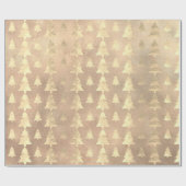 バーラップリネンコテージ金ゴールドグランジクリスマスツリー ラッピングペーパー (フラット)