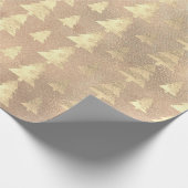 バーラップリネンコテージ金ゴールドグランジクリスマスツリー ラッピングペーパー (角)