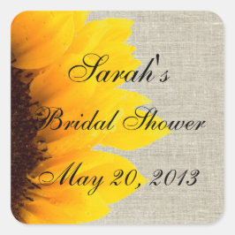 バーラップリネンサンフラワーフォトブライダルシャワー スクエアシール