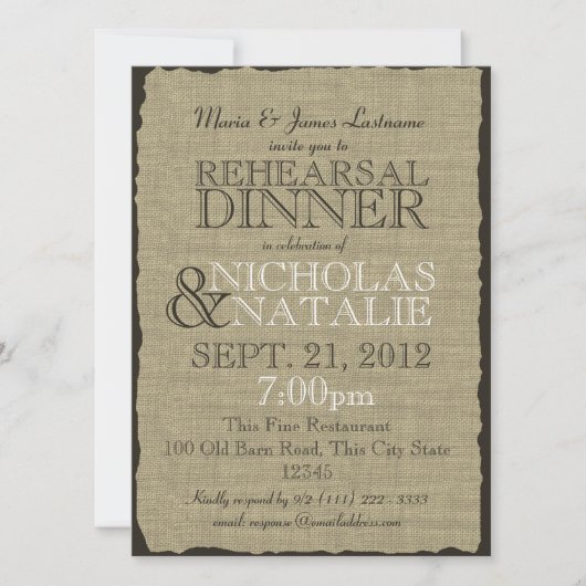 バーラップリハ素朴ーサルディナー 招待状 (正面)