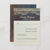 バーラップレースとウッド素朴ウェディングRSVP 出欠カード (正面/裏面)