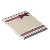 バーラップレースのバーガンディーリボン弓の大きなメモ帳 ノートパッド (アングル)