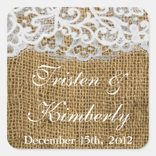 バーラップレースの国でステッカーの馬靴を好む スクエアシール (正面)