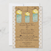 バーラップレースイエローアジサイのメイスンジャース招待状 招待状 (正面)